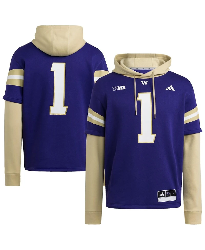 Adidas Men's Purple Washington Huskies Jersey Pullover Hoodie