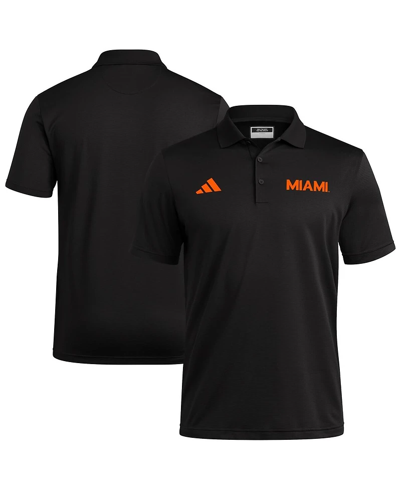 Adidas Men's Black Miami Hurricanes Ultimate 365 Ottoman Polo Shirt