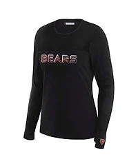Wear by Erin Andrews Women's x Gracie Hunt Black Chicago Bears Mesh Panel Long Sleeve T-Shirt