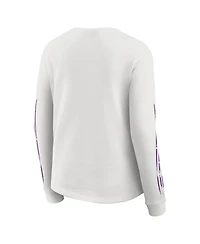 Wear by Erin Andrews Women's White Minnesota Vikings Graphic Waffle Long-Sleeve T-Shirt