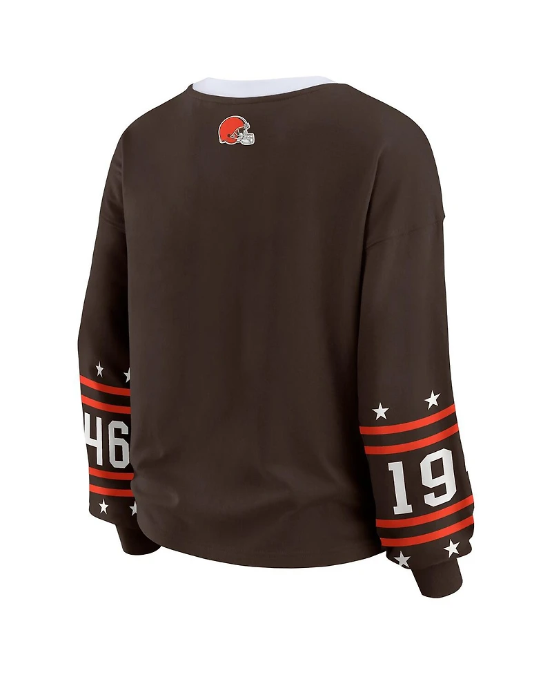 Wear by Erin Andrews Women's Brown Cleveland Browns Sport Long-Sleeve T-Shirt