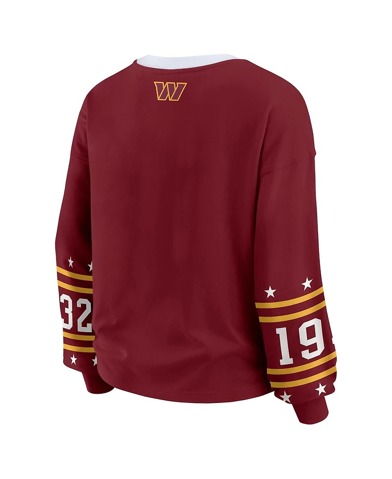 Wear by Erin Andrews Women's Burgundy Washington Commanders Sport Long-Sleeve T-Shirt