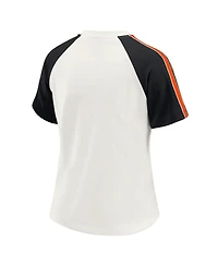 Wear by Erin Andrews Women's White Cincinnati Bengals Sleeve Stripe Distressed Raglan T-Shirt