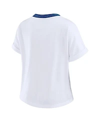 Wear by Erin Andrews Women's White Nfl Cropped Center Stripe Dolman T-Shirt