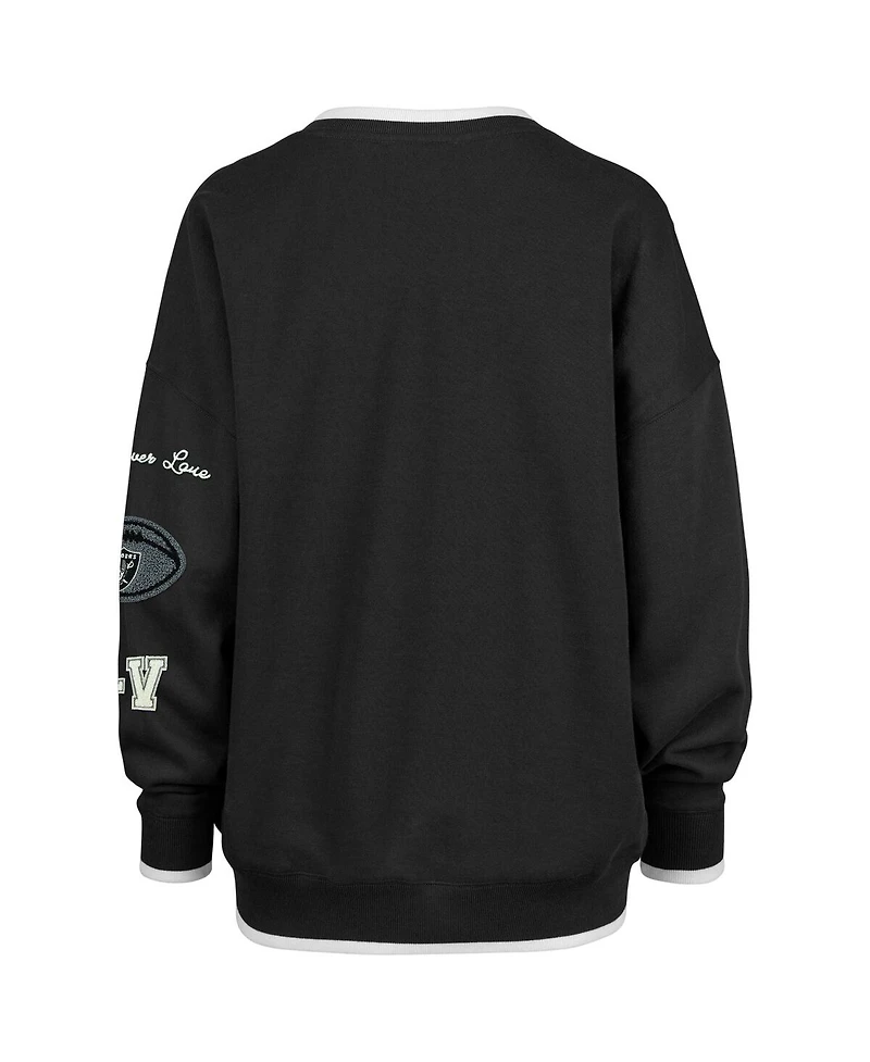 Stoney Clover Lane Women's Black Las Vegas Raiders Oversized Eighties Pullover V-Neck Sweatshirt