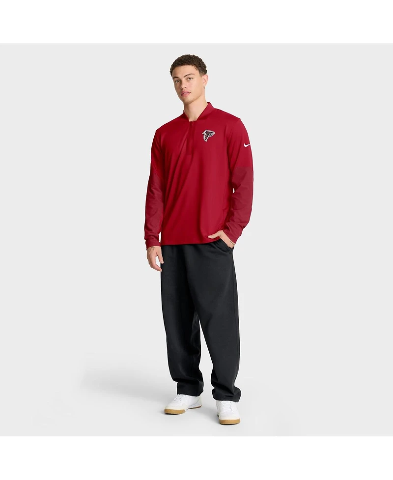 Nike Men's Red Atlanta Falcons Sideline Dri-fit Half-Zip Pullover Sweatshirt
