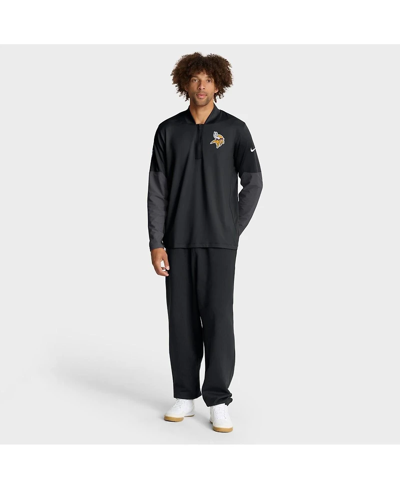Nike Men's Black Minnesota Vikings Sideline Dri-fit Half-Zip Pullover Sweatshirt