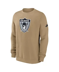 Nike Men's Tan Las Vegas Raiders Swing Pass Rewind Club Pullover Sweatshirt