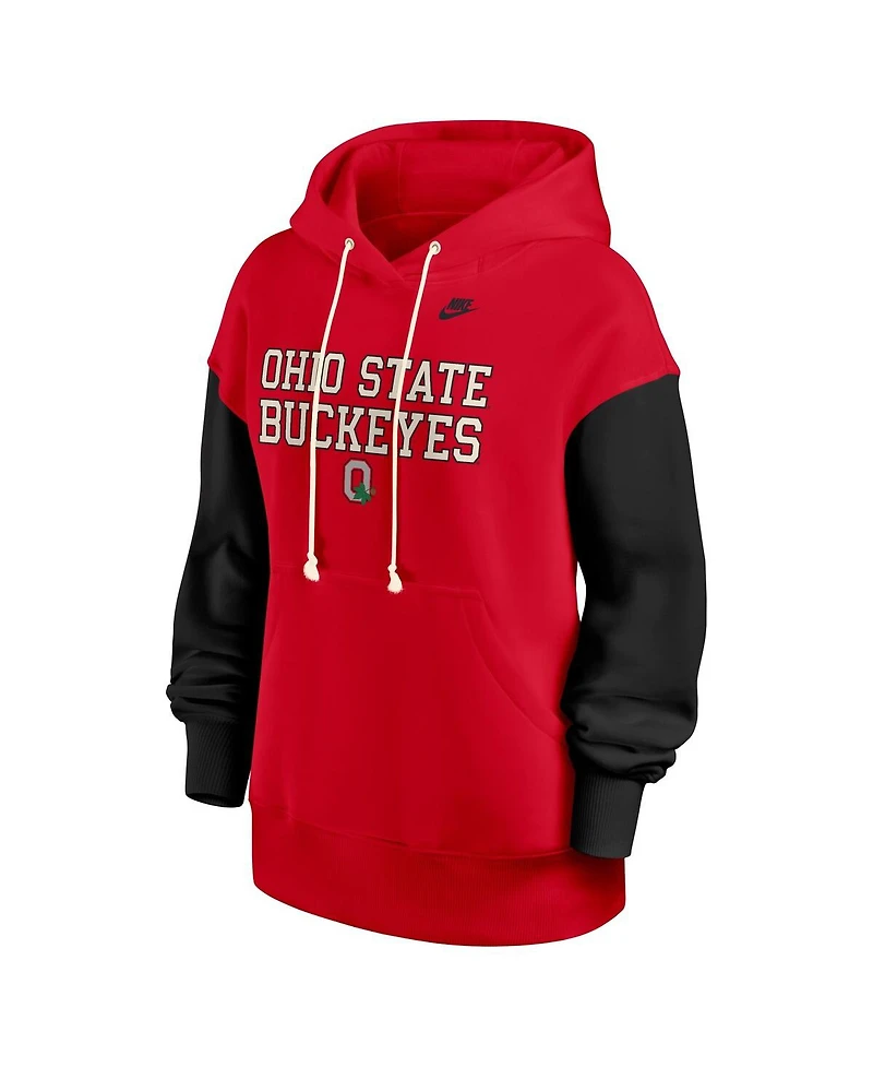 Nike Women's Scarlet/Black Ohio State Buckeyes Oversized Legacy Phoenix Pullover Hoodie