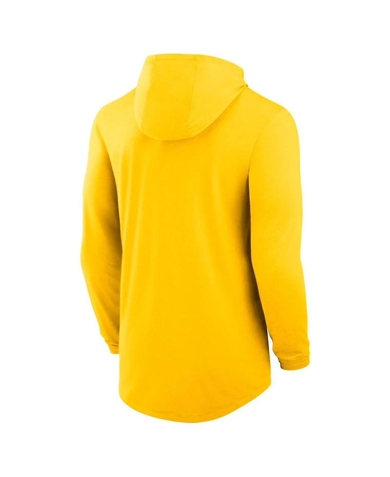 Jordan Men's Maize Michigan Wolverines Classic Arch Tri-Blend Long Sleeve Hoodie T-Shirt