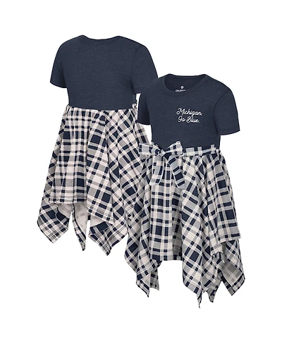 Colosseum Girls Toddler Navy Michigan Wolverines Marceline Plaid Dress