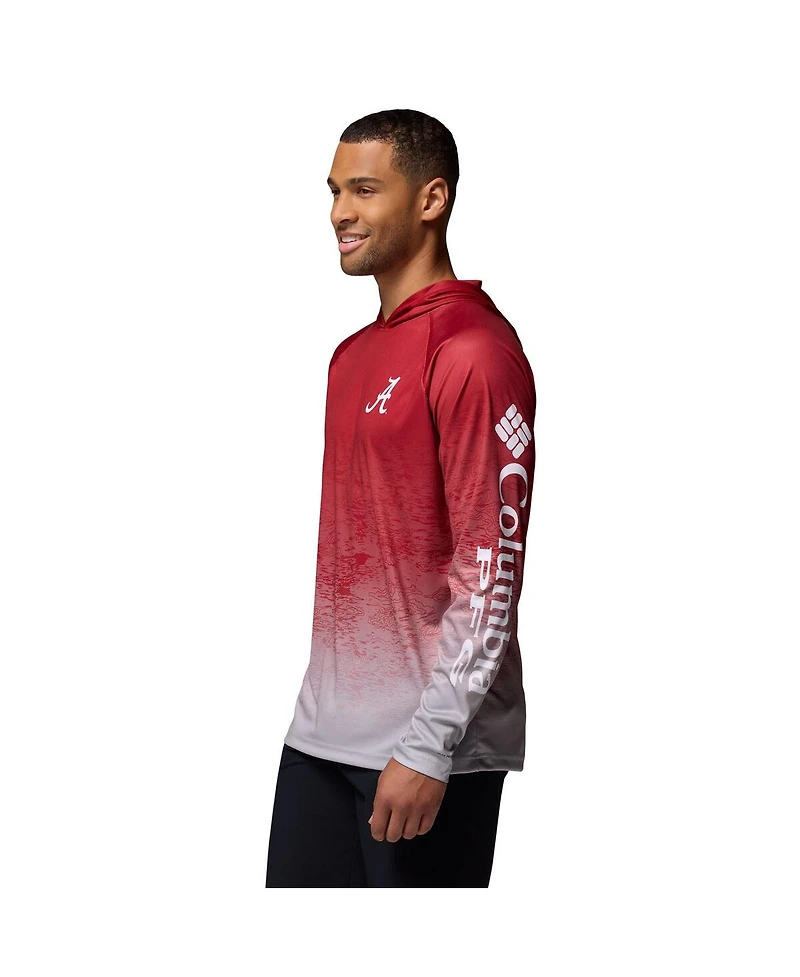 Columbia Men's Crimson Alabama Tide Pfg Gradient Water Super Terminal Tackle Hoodie Omni-Wick T-Shirt
