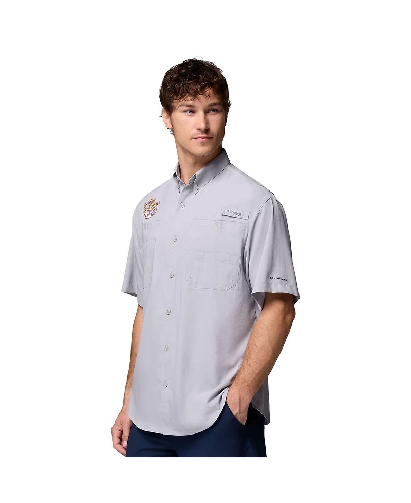 Columbia Men's Gray Lsu Tigers Tamiami Omni-Shade Button-Down Shirt