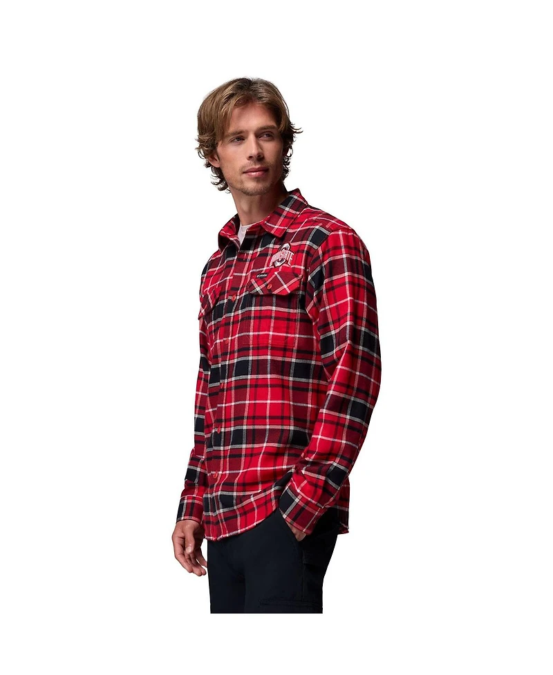 Columbia Men's Scarlet Ohio State Buckeyes Flare Gun Omni-Wick Flannel Long Sleeve Button-Up Shirt