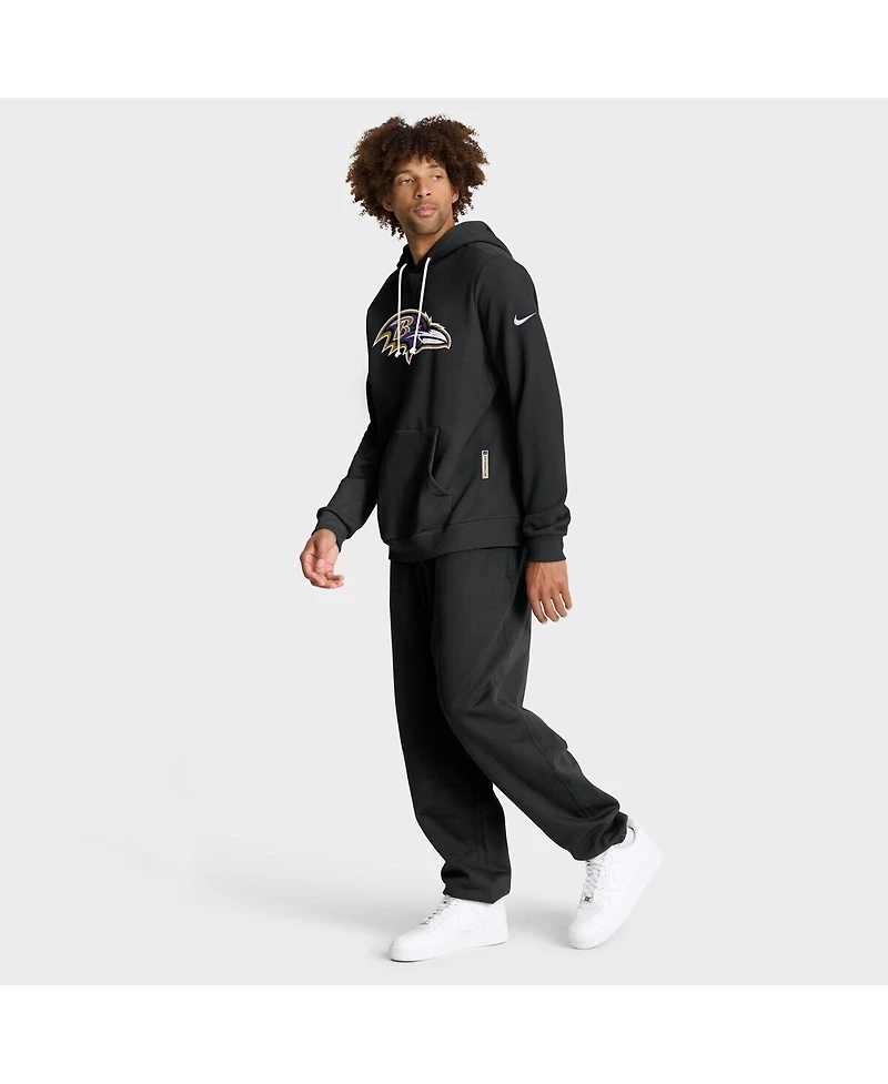 Nike Men's Black Baltimore Ravens Sideline Standard Issue Initial Home Dri-fit Hoodie