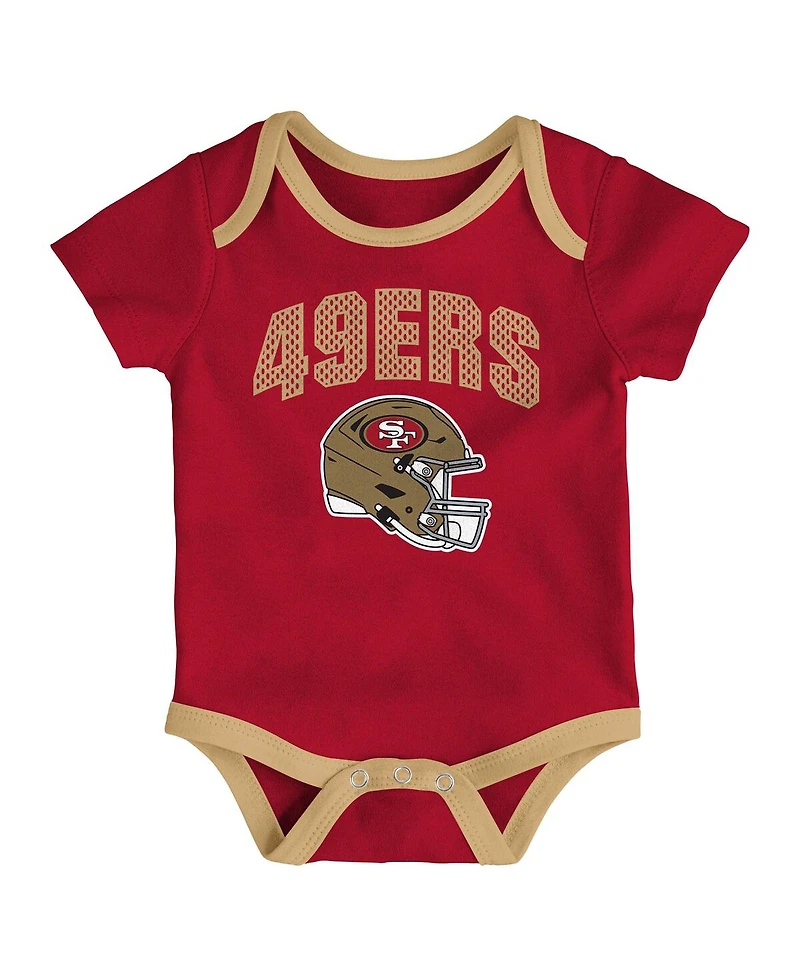 Outerstuff Baby Boys and Girls 3-Pack San Francisco 49ers All Day Play Bodysuit Set