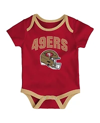 Outerstuff Baby Boys and Girls 3-Pack San Francisco 49ers All Day Play Bodysuit Set