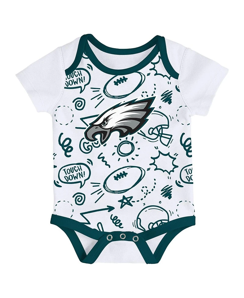 Outerstuff Baby Boys and Girls 3-pack Philadelphia Eagles All Day Play Bodysuit Set