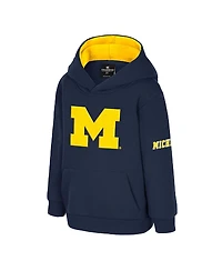 Colosseum Toddler Navy Michigan Wolverines Big Logo Volume Fleece Pullover Hoodie