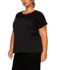 Coin 1804 Plus Cheetah Burnout Contrast Yoke Dolman Top