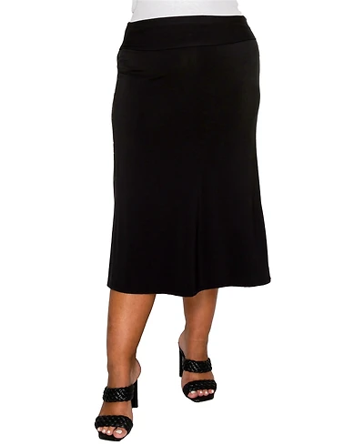 Coin 1804 Plus Cheetah Burnout Contrast Fold Over Midi Skirt