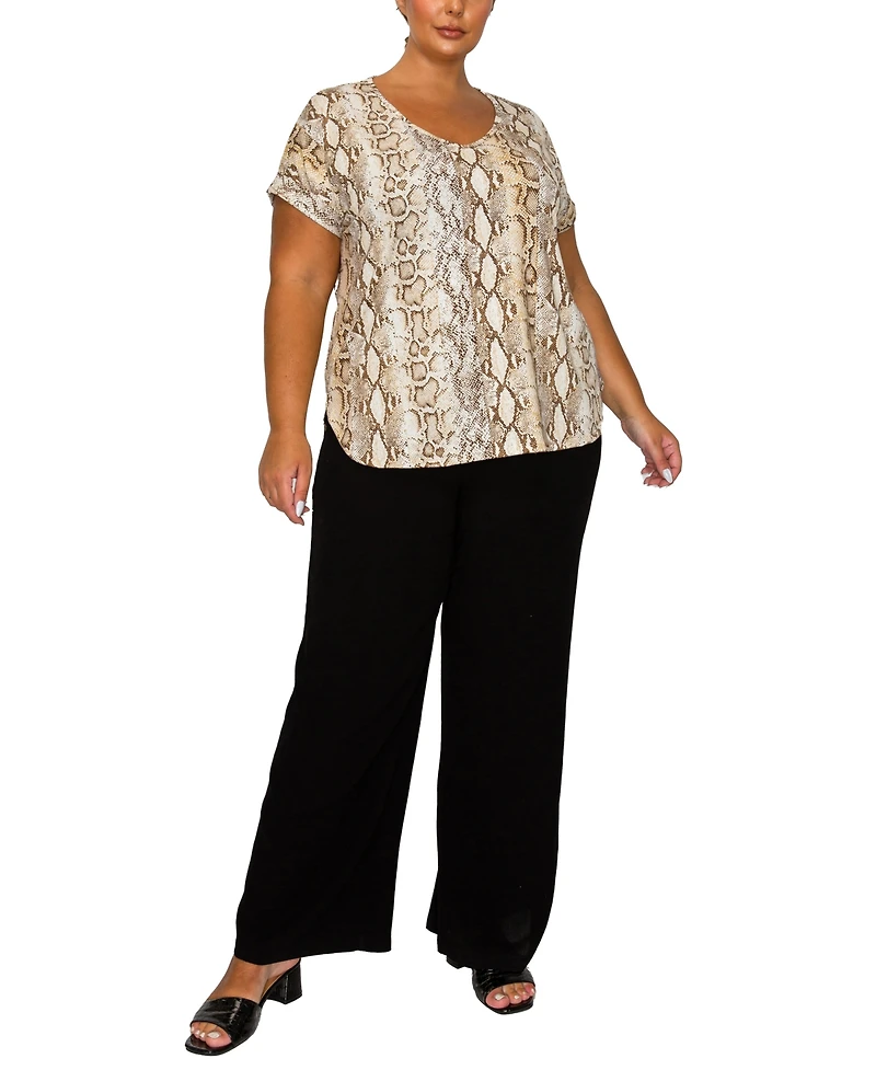Coin 1804 Plus Python Rolled Short Sleeve Top