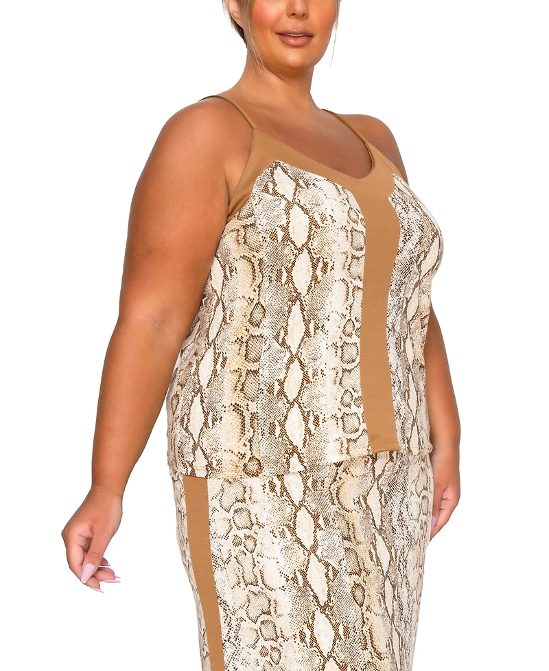Coin 1804 Plus Python Contrast Panel Cami Top