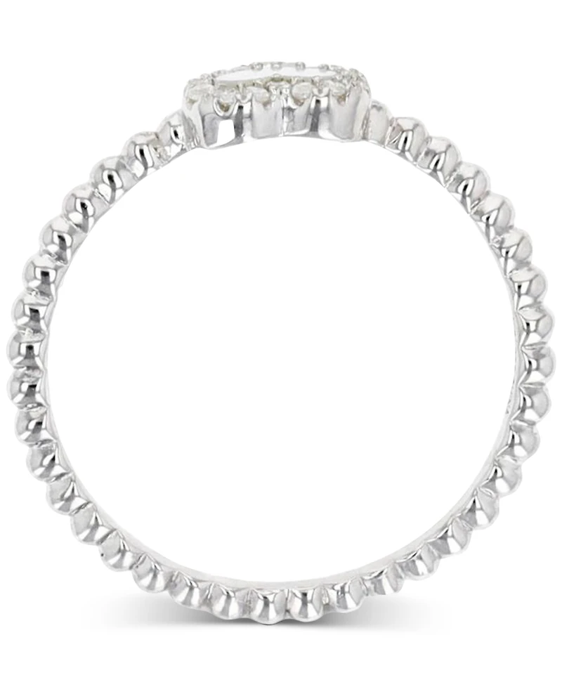 Macy's Mother of Pearl and Cubic Zirconia Beaded Heart Ring (0.144 ct. t.w.) Sterling Silver