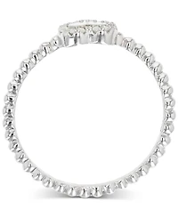 Macy's Mother of Pearl and Cubic Zirconia Beaded Heart Ring (0.144 ct. t.w.) Sterling Silver