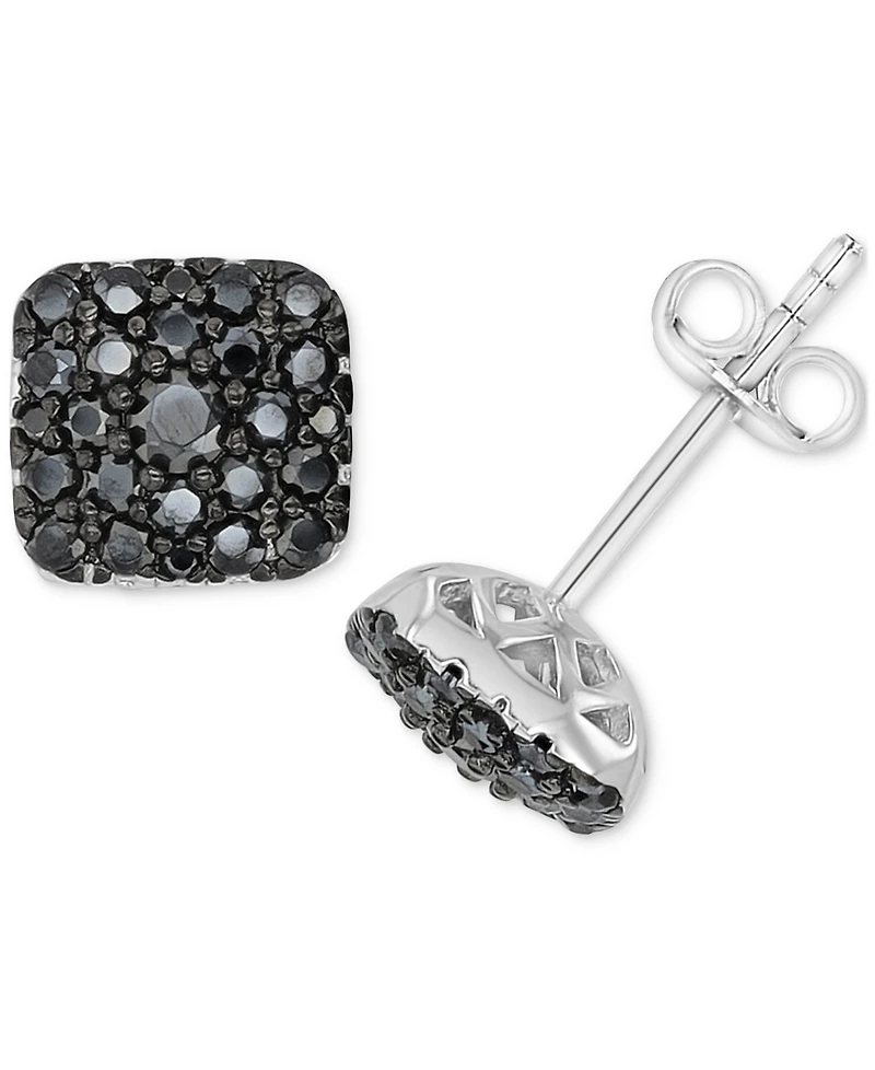 Macy's Black Spinel Stud Earrings (1.02 ct.t.w.) in Sterling Silver