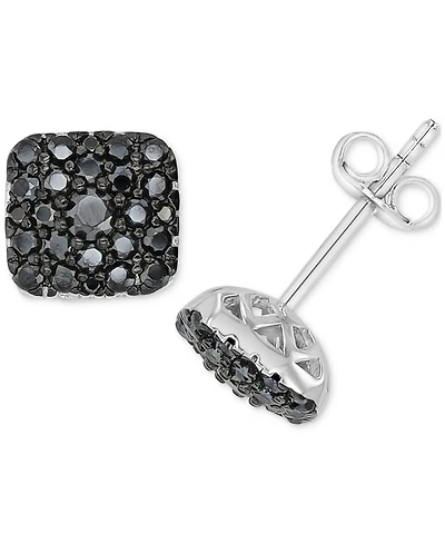 Macy's Black Spinel Stud Earrings (1.02 ct.t.w.) in Sterling Silver