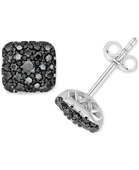 Macy's Black Spinel Stud Earrings (1.02 ct.t.w.) in Sterling Silver