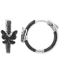 Macy's Black Spinel Hoop Earrings (1.625 ct.t.w.) in Sterling Silver