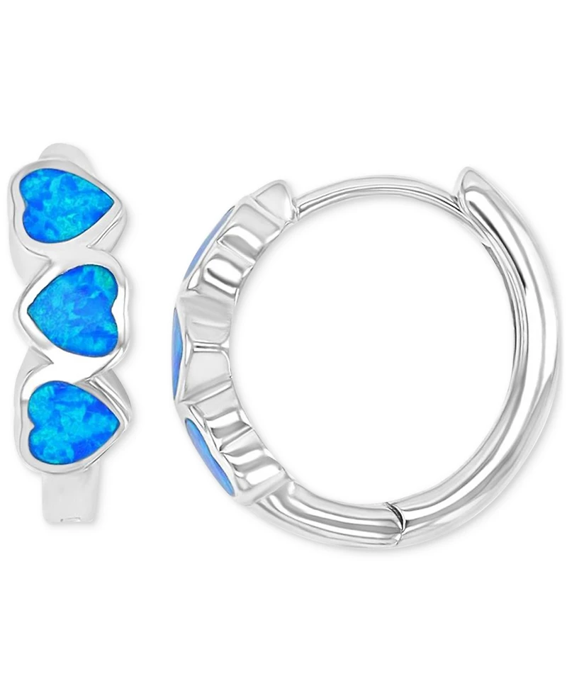 Macy's Heart Shape Opal Earrings (0.32 ct.t.w.) in Sterling Silver