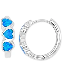 Macy's Heart Shape Opal Earrings (0.32 ct.t.w.) in Sterling Silver