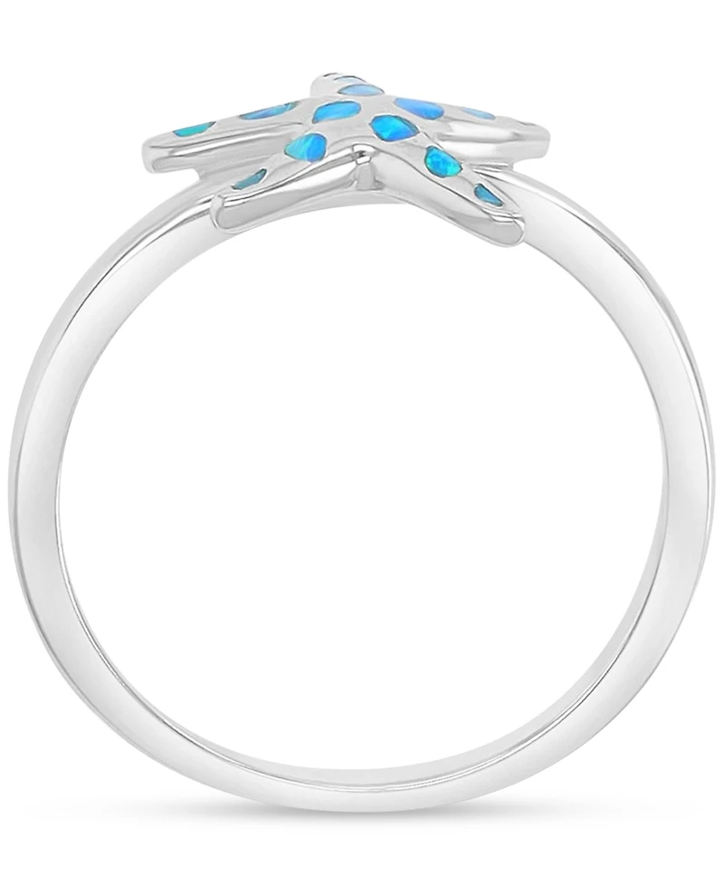 Macy's Star Shape Opal (0.25 ct. t.w.) Ring Sterling Silver