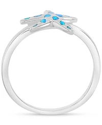 Macy's Star Shape Opal (0.25 ct. t.w.) Ring Sterling Silver