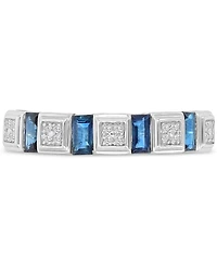 Macy's Diamond (0.129 ct. t.w.) and Blue Sapphire (0.592 Ring Sterling Silver