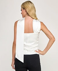 Seni & Cade Juniors' Scarf Silk Straight Top