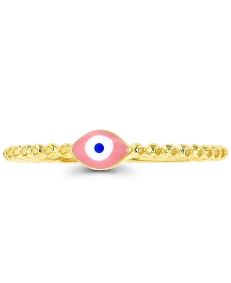 Macy's Enamel Evil Eye Beaded Ring 14K Yellow Gold Over Sterling Silver