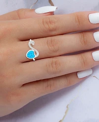 Macy's Heart Shape Opal (0.35 ct. t.w.) Ring Sterling Silver
