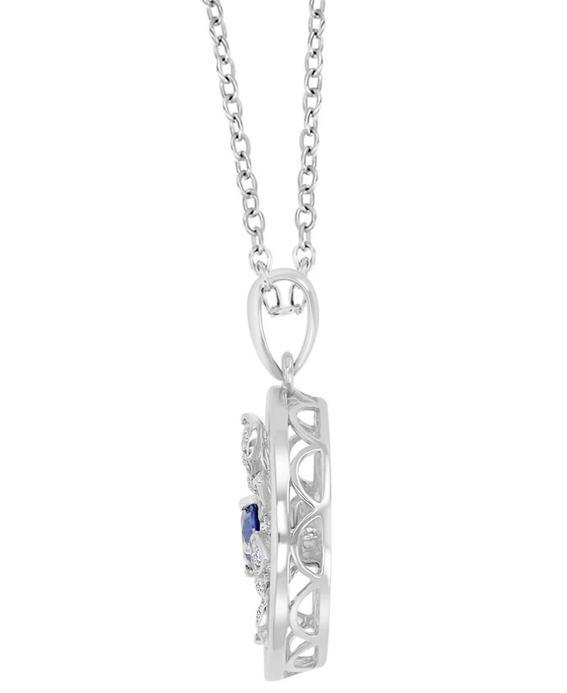 Macy's Diamond Blue Sapphire (0.37 ct. t.w.) and White Sapphire (0.32 ct. t.w.) Necklace in Sterling Silver