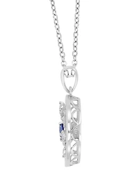 Macy's Diamond Blue Sapphire (0.37 ct. t.w.) and White Sapphire (0.32 ct. t.w.) Necklace in Sterling Silver
