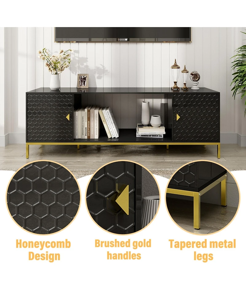 70 inches Mdf Tv Stand With Storage Cabinets
