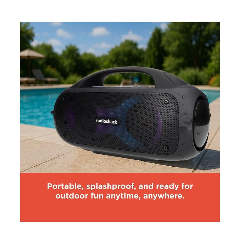 RadioShack 60W Black and Gray Wireless Portable Speaker With Lights True Wireless Audio And Type C-Charging Cable 4001787