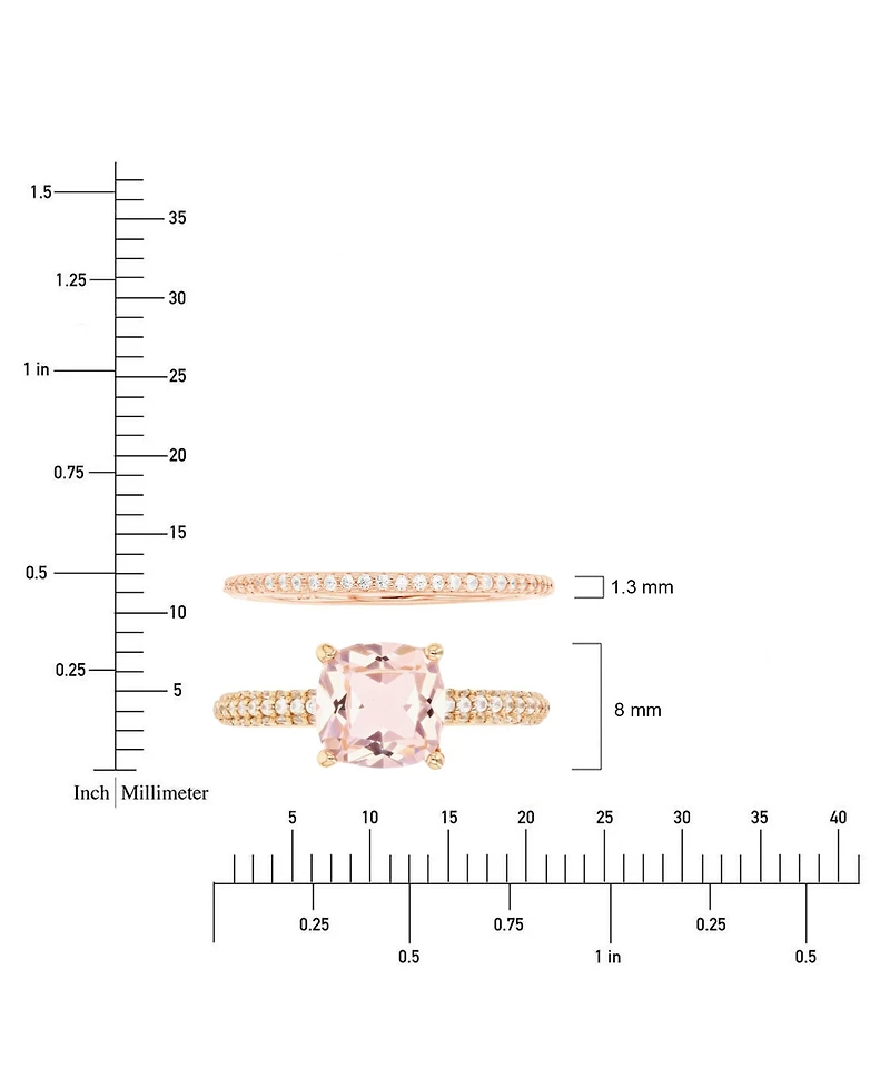 Macy's Morganite (2 ct. t.w.) and Cubic Zirconia (0.864 Engagement Ring 14K Rose Gold Over Sterling Silver