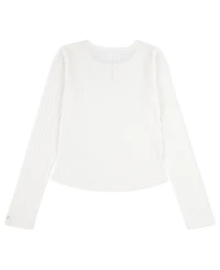 abercrombie kids Girls Double Bow Pointelle Long Sleeve Top