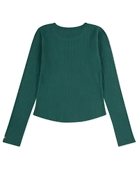 abercrombie kids Girls Double Bow Pointelle Long Sleeve Top