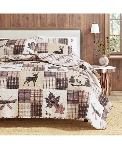 Linery & Co. Rustic Lodge Patchwork Microfiber Quilt Set With Shams