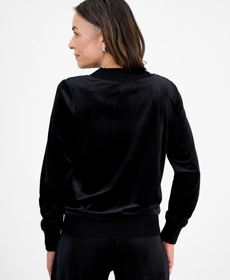 Style & Co Petite Easy V-Neck Long-Sleeve Velour Top, Macy's Exclusive